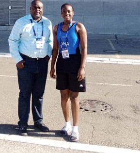 Master Norbert Amefu (left) with Jemima Nyarko Ofori at the World Championships